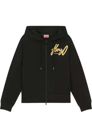 Kenzo Sweathshirts & Hoodies, Dame, Sort, S, Bomuld, Zip-Up Hættetrøje med Logo
