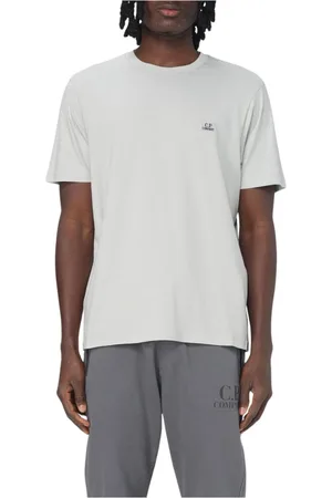 C.P. Company Top, Herre, Grå, XL, Bomuld, Logo Jersey T-shirt i Grå