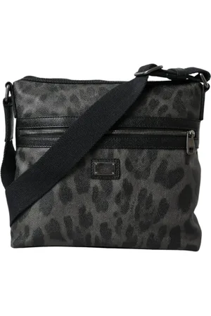 Dolce & Gabbana Taske, Herre, Grå, ONE SIZE, Bomuld, Leopard Print Messenger Crossbody Taske