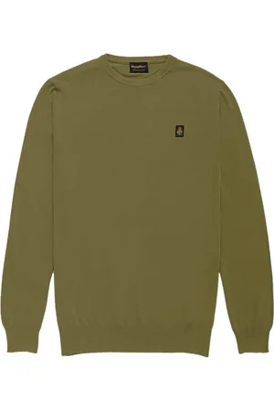 RefrigiWear Strik, Herre, Grøn, 2XL, Bomuld, Grøn Bomuld Crewneck Sweater med Logo