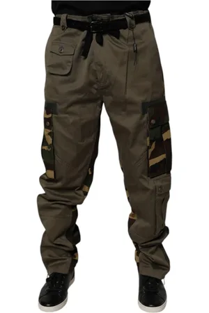 Dolce & Gabbana Bukser, Herre, Flerfarvet, L, Bomuld, Camouflage Cargo Bukser med Logo Detaljer