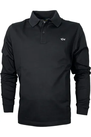 Paul & Shark Top, Herre, Sort, S, Bomuld, Langærmet bomuldspolo