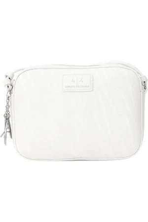 Armani Exchange Taske, Dame, Hvid, ONE SIZE, Uld, Hvid Crossbody Taske med Monogram Logo