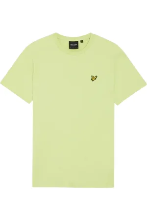 Lyle & Scott Top, Herre, Gul, XL, Bomuld, Gul Trykt T-shirt med Korte Ærmer