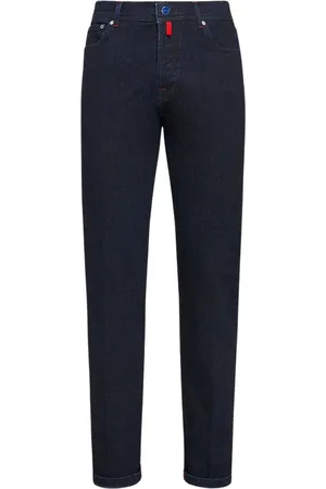 Kiton Jeans, Herre, Blå, W30, Bomuld, Slim Fit Mørkeblå Bomuldsjeans