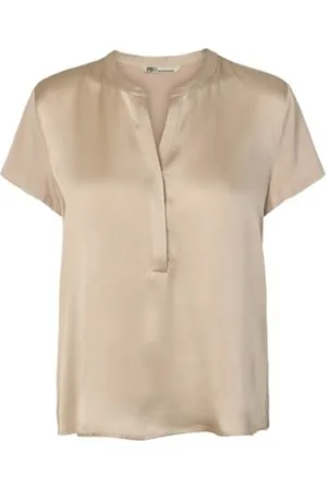 Philosophy Blues Original Bluser & Skjorter, Dame, , 2XL, Uld, Silke Front Stand-Up Krave Top
