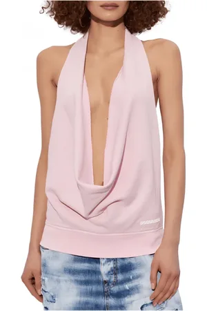 Dsquared2 Top, Dame, Lyserød, XS, Bomuld, Ærmeløs højhalset jersey top