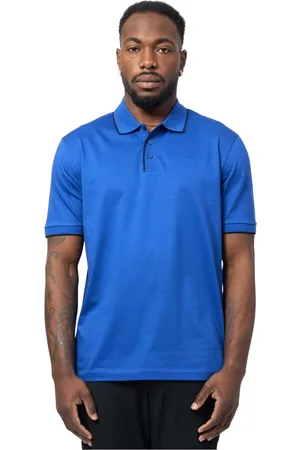 Armani Exchange Top, Herre, Blå, 2XL, Bomuld, Blå Polo med Kontrastdetalje