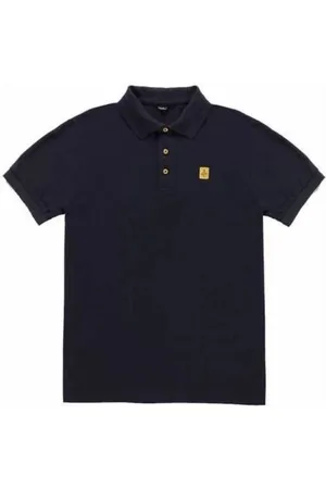 RefrigiWear Top, Herre, Blå, XL, Bomuld, Blå Pique Polo Skjorte med Button-Down Krave