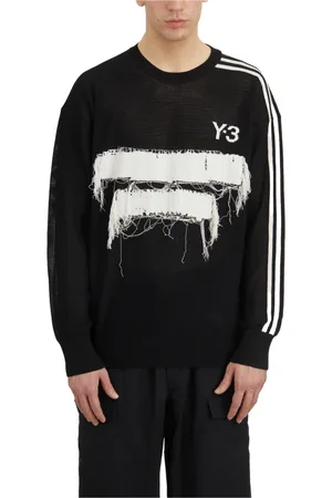 Y-3 Strik, Herre, Sort, M, Grafisk Crewneck T-shirt