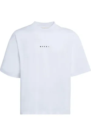 Marni Top, Herre, Hvid, M, Bomuld, Bomuld Logo Print T-Shirt