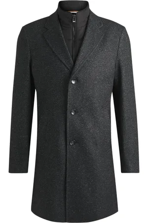 HUGO BOSS Frakke, Herre, Sort, L, Bomuld, Slim Fit Aftagelig Lynlåsfrakke H-Hyde-Bib-234