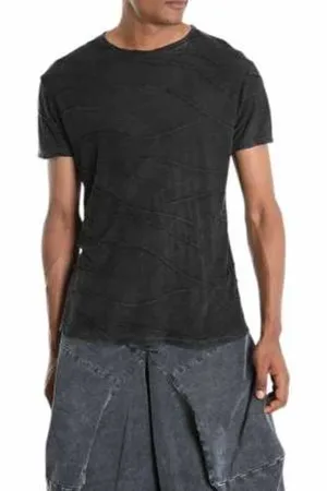 LA HAINE INSIDE US Top, Herre, Sort, XL, Faded Marmorized T-shirt