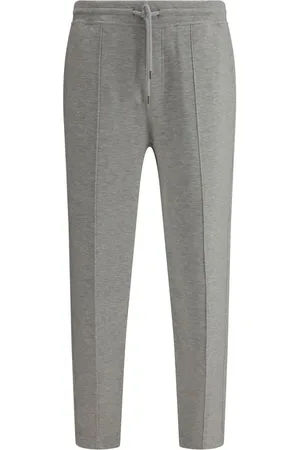 Brunello Cucinelli Bukser, Herre, Grå, M, Bomuld, Luksus Silkeblandings Sweatpants med Crête Detaljer