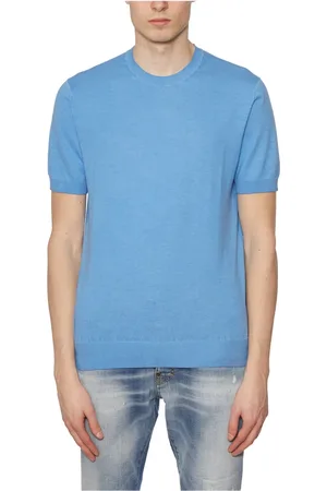 Paolo Pecora Top, Herre, Blå, XL, Bomuld, Bomuld Crewneck Tee