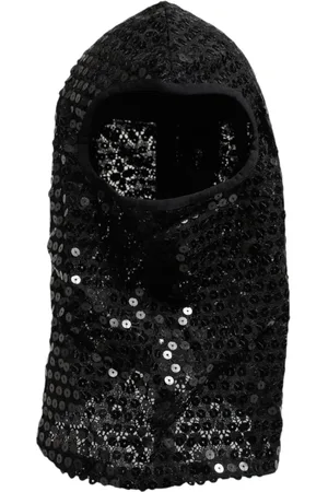 Dolce & Gabbana Tilbehør, Herre, Sort, ONE SIZE, Uld, Paillet Ski Maske Balaclava Hat