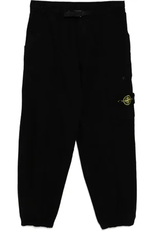 Stone Island Bukser, Herre, Sort, W30, Bomuld, Ikonisk Badge Tapered Cargo Bukser
