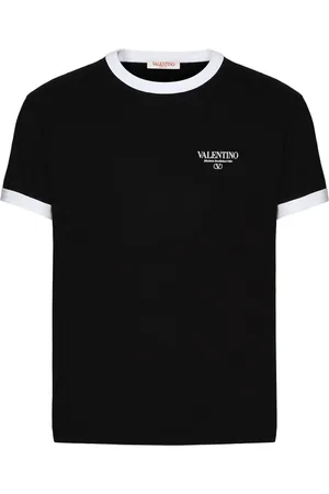 VALENTINO GARAVANI Top, Herre, Sort, XL, Bomuld, Logo-trykt Crewneck T-shirt