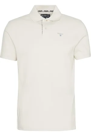 Barbour Top, Herre, Hvid, L, Bomuld, Casual Polo med Tartan Detaljer