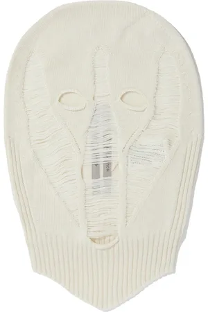 Rick Owens Tilbehør, Herre, Hvid, ONE SIZE, Skull Mønster Strik Balaclava