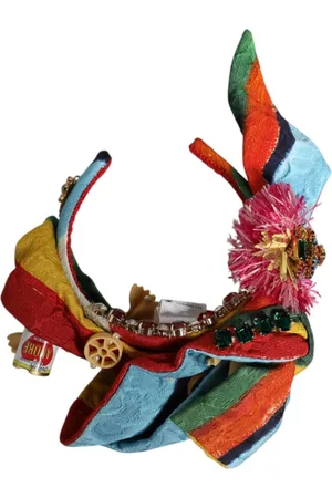Dolce & Gabbana Tilbehør, Dame, Flerfarvet, ONE SIZE, Bomuld, Krystalblomst Diadem Hovedbånd