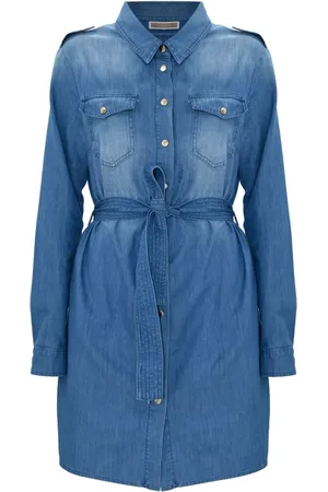 Kocca Kjole, Dame, Blå, S, Denim, Denim Skjortekjole med Bælte