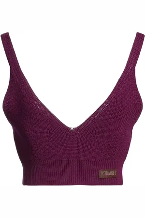 Dsquared2 Top, Dame, Lilla, S, Uld, Uldstrik Logo Patch Top