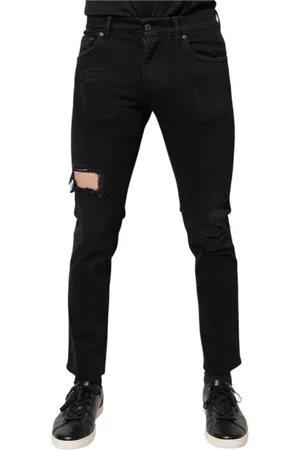 Dolce & Gabbana Jeans, Herre, Sort, S, Denim, Sort Rippet Skinny Denim Jeans