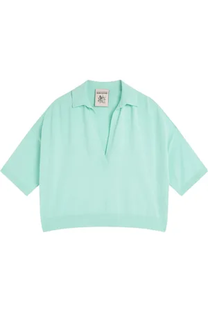 SEMICOUTURE Top, Dame, Grøn, M, Bomuld, Bomuld V-hals Polo Skjorte