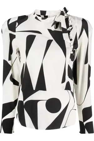 Isabel Marant Bluser & Skjorter, Dame, Hvid, 2XS, Uld, Silkebluse med abstrakt mønster