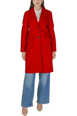 VERO MODA Frakke, Dame, Rød, L, Uld, Rød Klassisk V-Hals Frakke