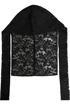 Dolce & Gabbana Tilbehør, Dame, Sort, 58 CM, Uld, Blomstret Blonde Balaclava Hoved Wrap Hat