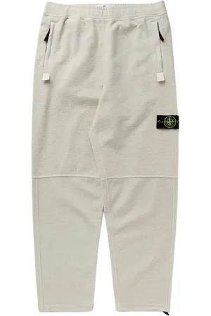 Stone Island Bukser, Herre, Hvid, S, Bomuld, Hvide bomuldsfleece snørebåndsbukser
