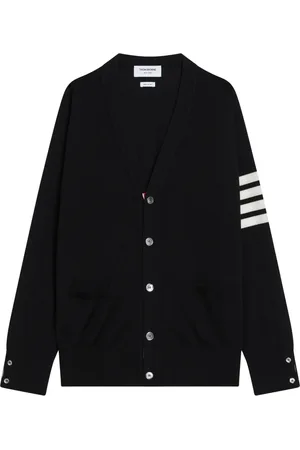 Thom Browne Strik, Herre, Blå, 2XL, Uld, Kort Cardigan Sweater