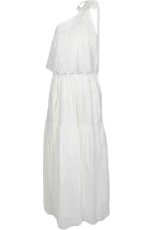 Vanessa Bruno Kjole, Dame, Hvid, S, Uld, Elegant Off-Shoulder Maxi Kjole