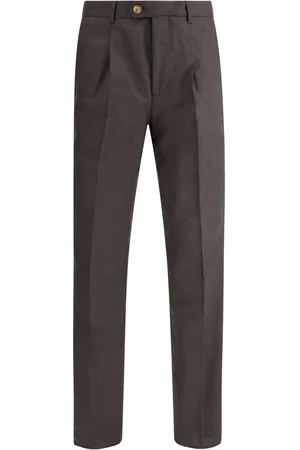 Brunello Cucinelli Bukser, Herre, Brun, L, Uld, Uld Knapsel Bukser