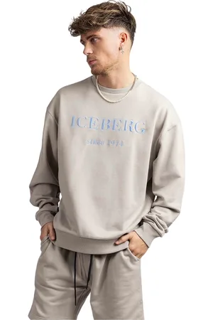 Iceberg Sweathshirts & Hoodies, Herre, Grå, XL, Bomuld, Sweater med broderet logo