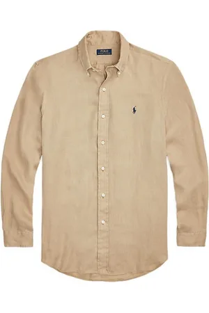 Ralph Lauren Skjorte, Herre, , L, Linned, Linned Skjorte med Lange Ærmer