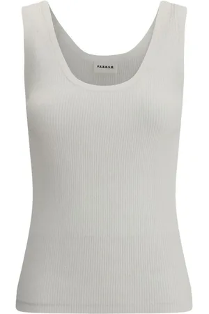 P.A.R.O.S.H. Top, Dame, Hvid, L, Bomuld, Ribbet Ærmeløs Tank Top med Tykke Stropper