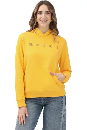 Marni Sweathshirts & Hoodies, Dame, Gul, S, Bomuld, Gul hættetrøje med kontrastlogo