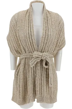 Brunello Cucinelli Strik, Dame, , L, Cardigan med huller og palietter