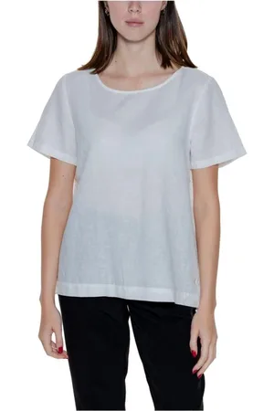Street one Top, Dame, Hvid, S, Linned, Hvid Linned Kortærmet Top