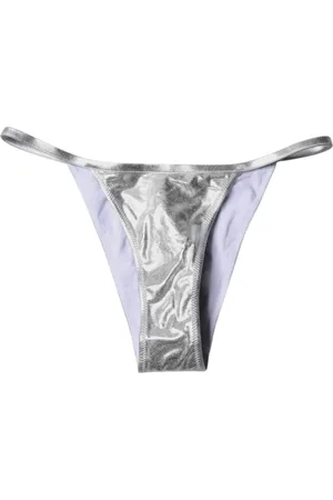 Dolce & Gabbana Badetøj, Dame, Grå, S, Polyester, Sølv Logo Bikini Bund Badetøj