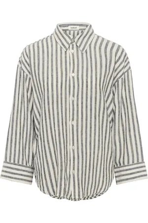 Soaked in Luxury Bluser & Skjorter, Dame, Flerfarvet, 2XL, Uld, Stribet Skjorte Nightsky Hvide Striber