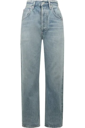 Citizens of Humanity Jeans, Dame, Blå, W29, Bomuld, Dahlia Straight Leg Jeans med Metalnitter