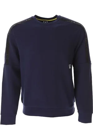EA7 Sweathshirts & Hoodies, Herre, Blå, 2XL, Bomuld, Regular Fit Bomuldspullover