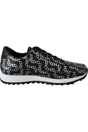 Jimmy Choo Sko, Dame, Sort, 35 1/2 EU, Læder, Elegant Læder Sneakers Sort Sølv