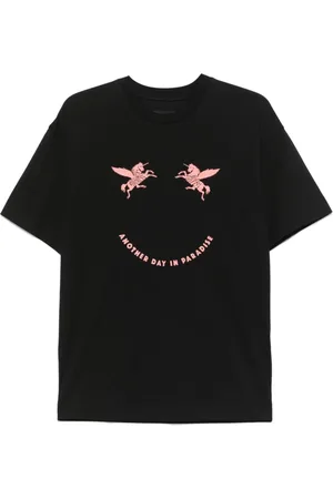 Givenchy Top, Herre, Sort, L, Sort broderet slogan crew neck t-shirt