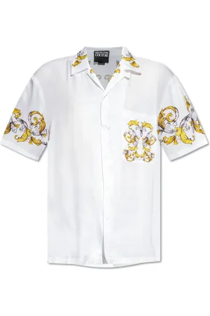 VERSACE Skjorte, Herre, Hvid, M, Uld, Skjorte med Barocco-print