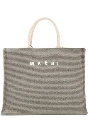 Marni Taske, Herre, Grøn, ONE SIZE, Bomuld, Broderet logo tote taske